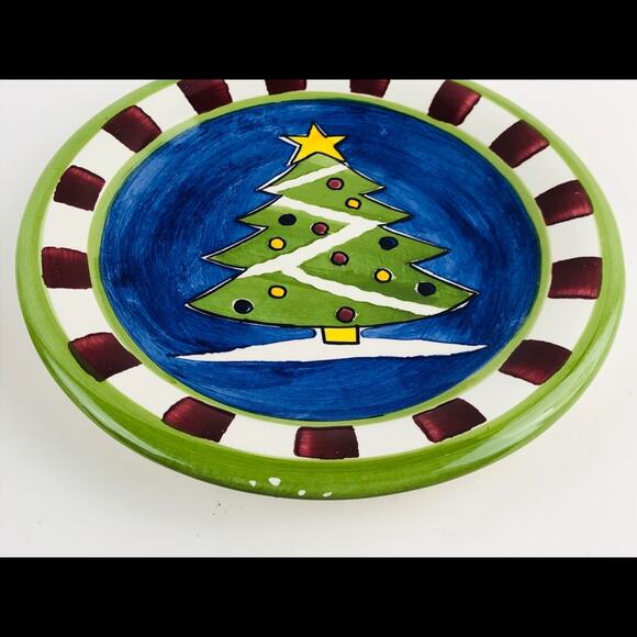 4 World Market 8” Plates Snowman Sleigh Thailand Santa Tree Christmas Ceramic - Picture 9 of 12